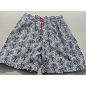 Nat‎ Nast Swim Trunks Mens Medium Blue Seahorse Mesh Lined Shorts Bathing Suit